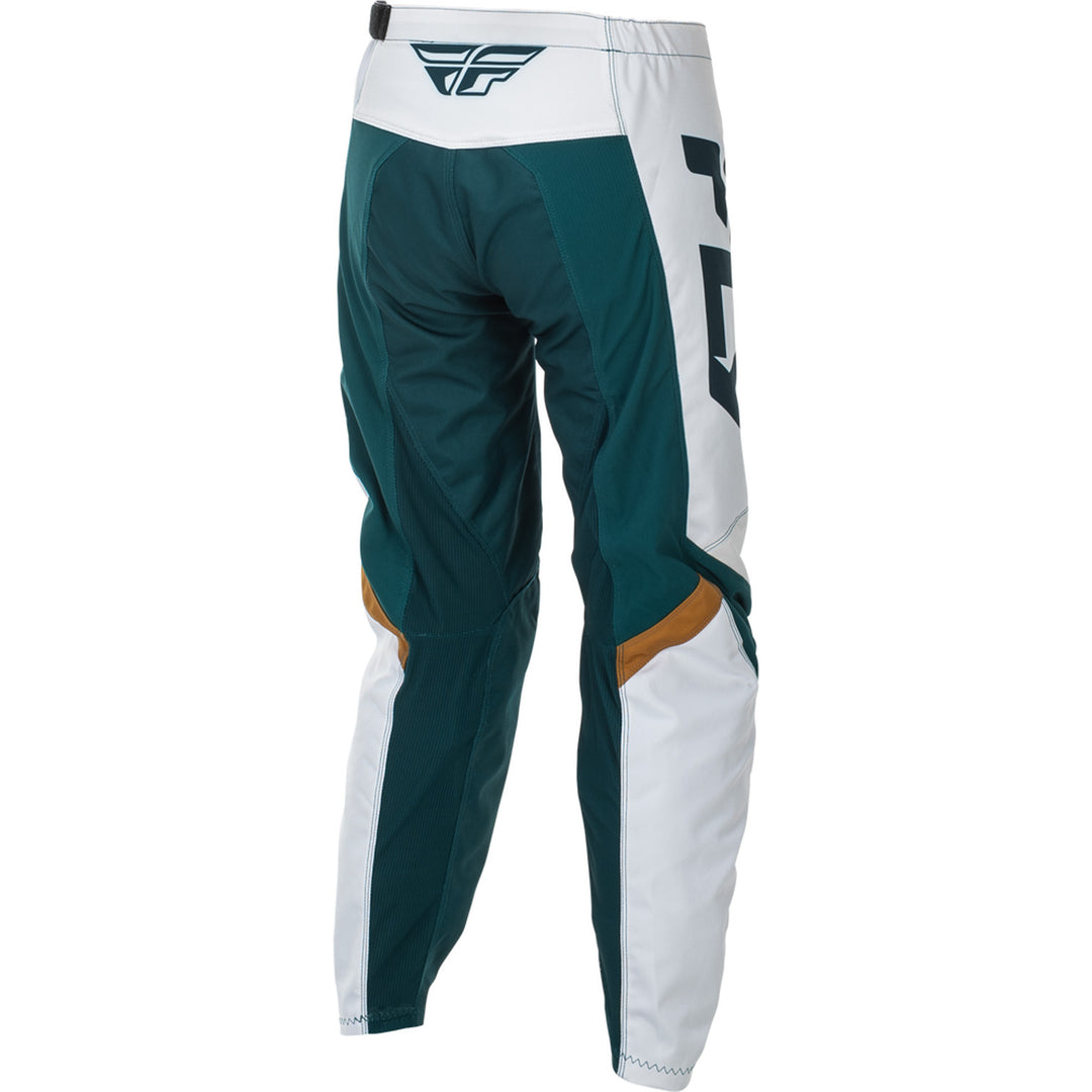 Fly Racing Women's F-16 Pants Teal/White/Gold - Rear Right Side View