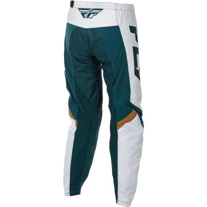 Fly Racing Women's F-16 Pants Teal/White/Gold - Rear Right Side View