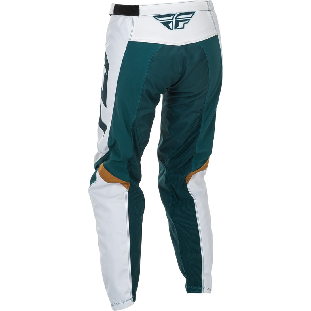 Fly Racing Women's F-16 Pants Teal/White/Gold - Rear Left Side View