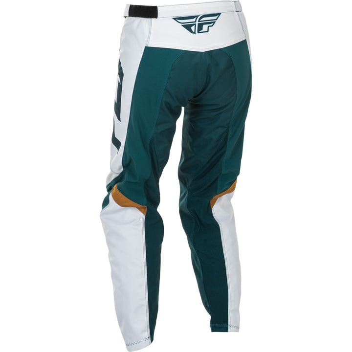 Fly Racing Women's F-16 Pants Teal/White/Gold - Rear Left Side View