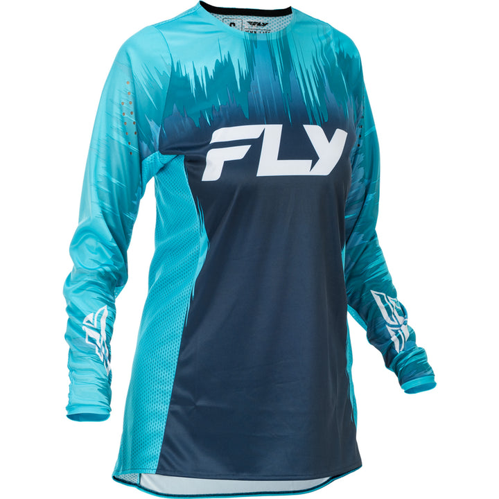 Fly Racing Women's Lite Jersey Aqua/Navy/White - Front View