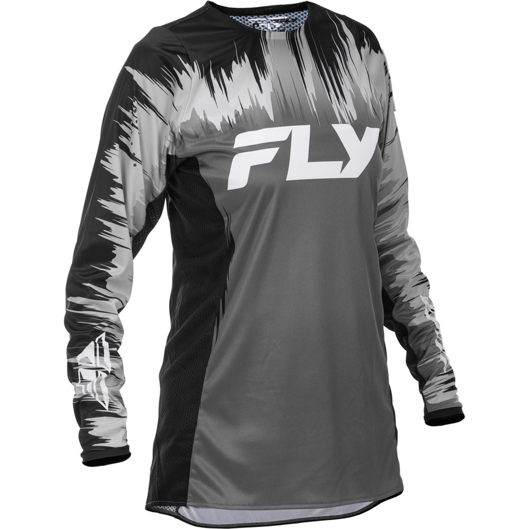 Fly Racing Women's Lite Jersey Black/Grey/White - Front View