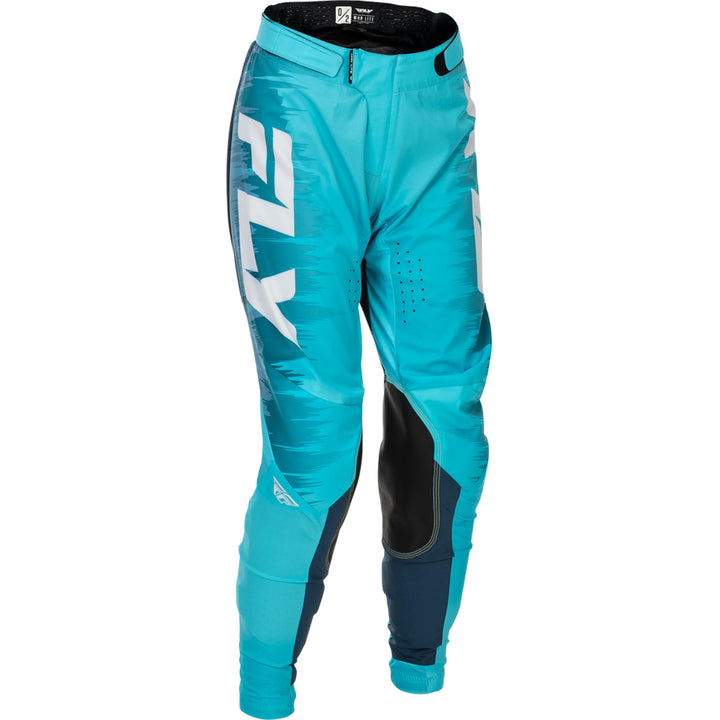 Fly Racing Women's Lite Pants Aqua/Navy/White - Front Right Side View