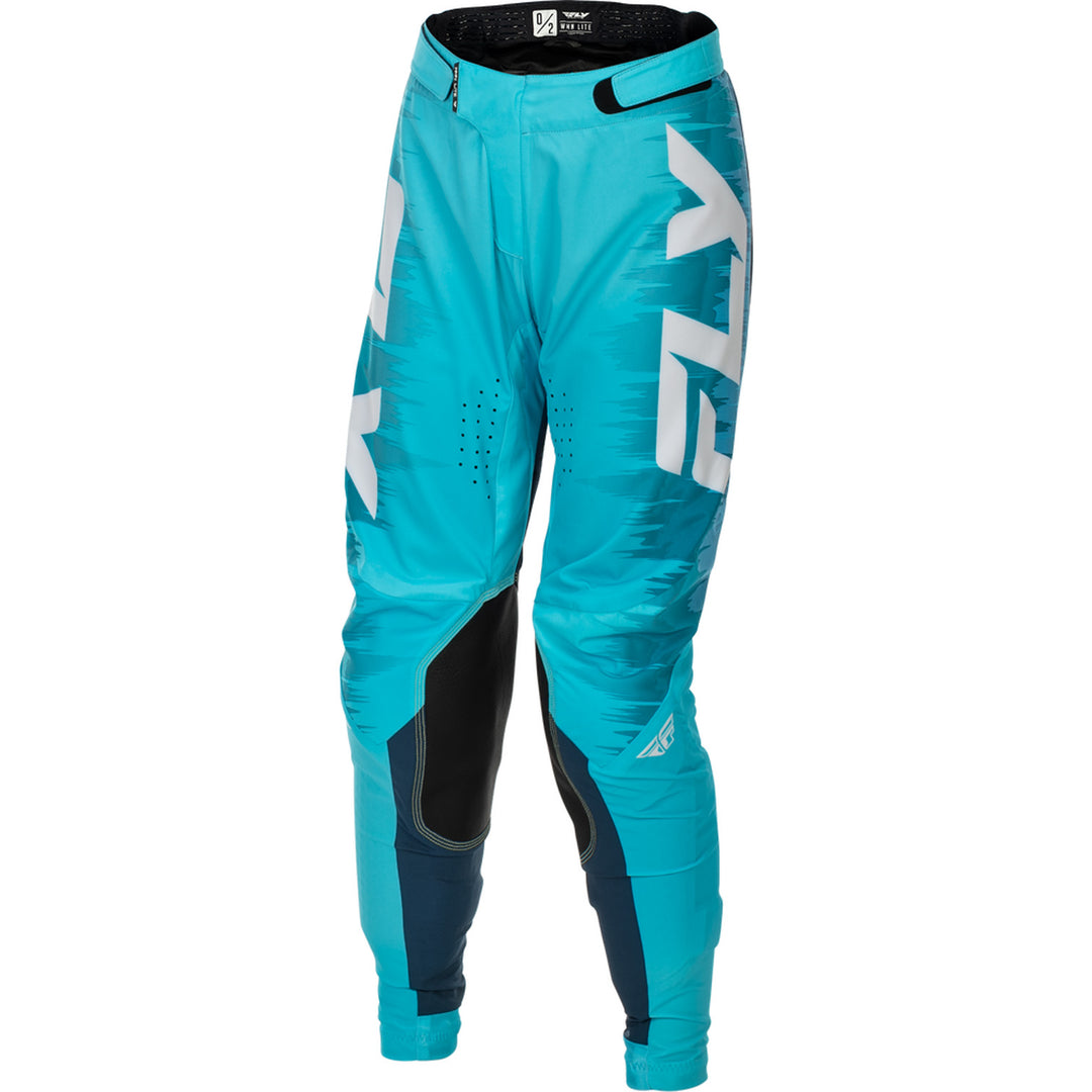 Fly Racing Women's Lite Pants Aqua/Navy/White - Front Left Side View