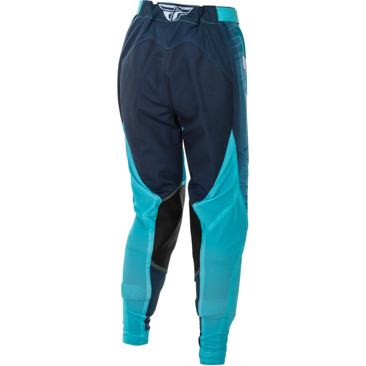 Fly Racing Women's Lite Pants Aqua/Navy/White - Rear Right Side View