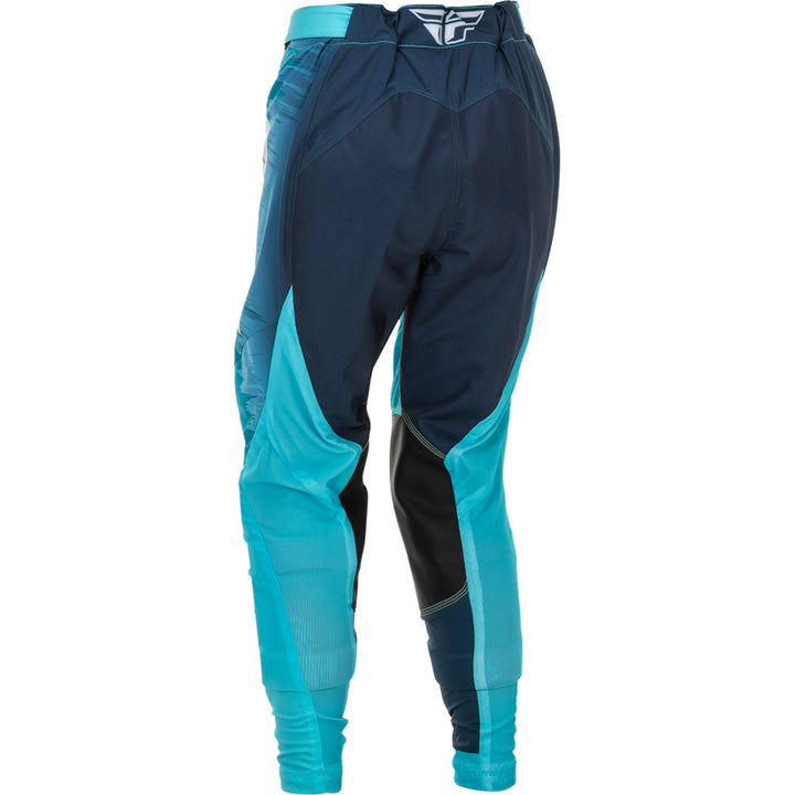 Fly Racing Women's Lite Pants Aqua/Navy/White - Rear Left Side View