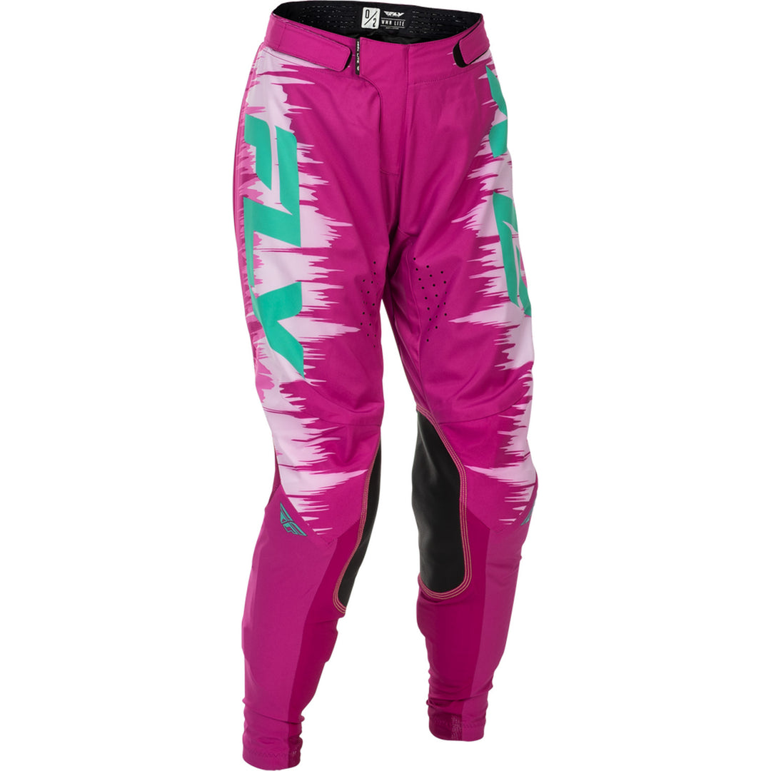 Fly Racing Women's Lite Pants Pink/Turquoise - Front Right Side View