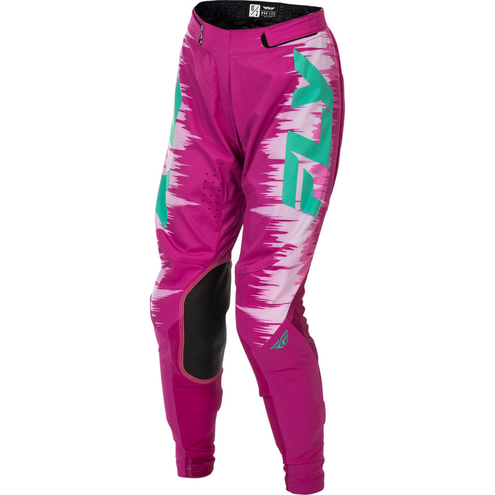 Fly Racing Women's Lite Pants Pink/Turquoise - Front Left Side View