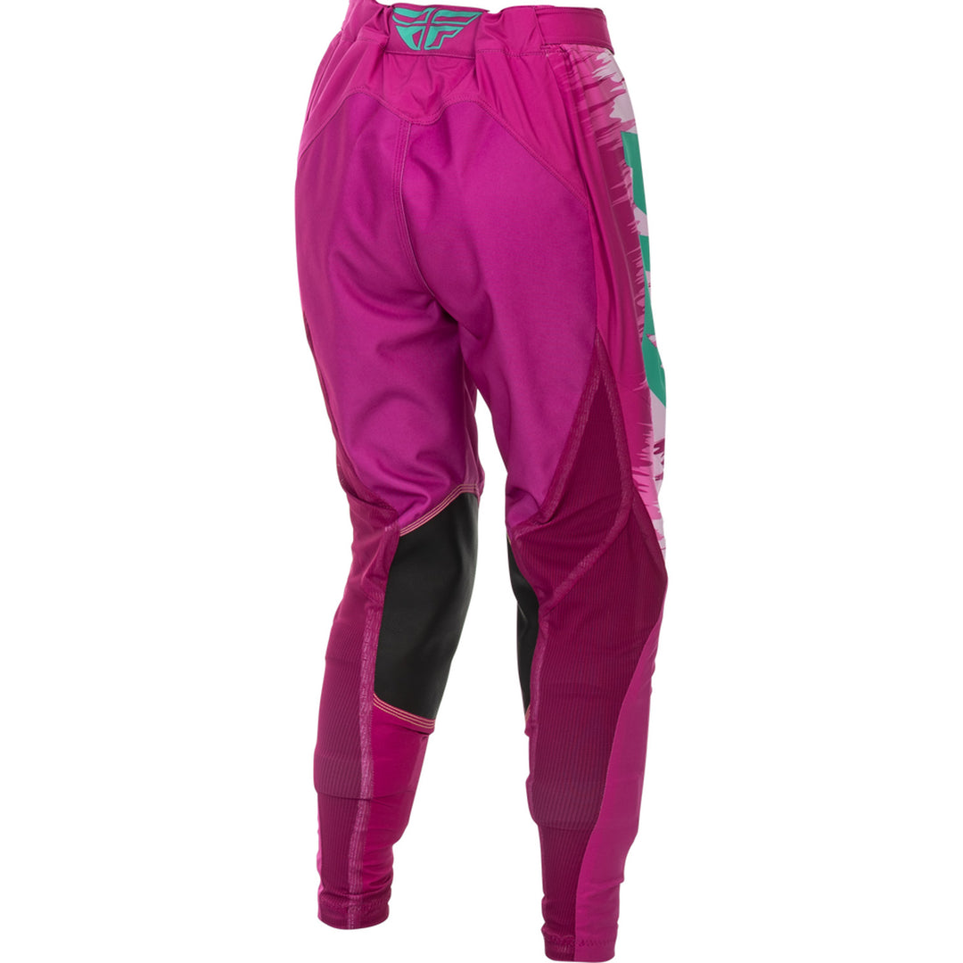 Fly Racing Women's Lite Pants Pink/Turquoise - Rear Right Side View