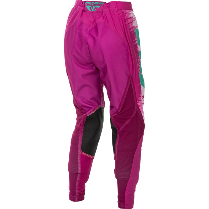 Fly Racing Women's Lite Pants Pink/Turquoise - Rear Right Side View