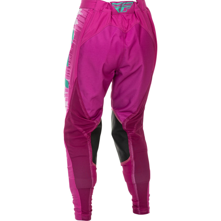 Fly Racing Women's Lite Pants Pink/Turquoise - Rear Left Side View