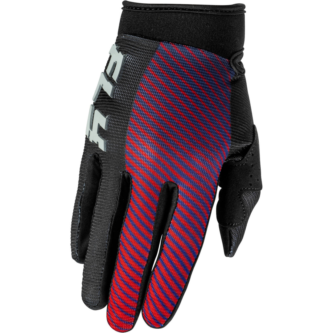Fly Racing Youth F-16 Gloves Black/Red/Purple - Back of Hand View