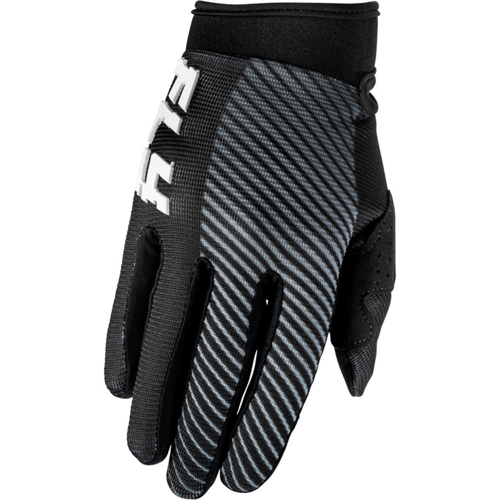 Fly Racing Youth F-16 Gloves Black/White - Back of Hand View