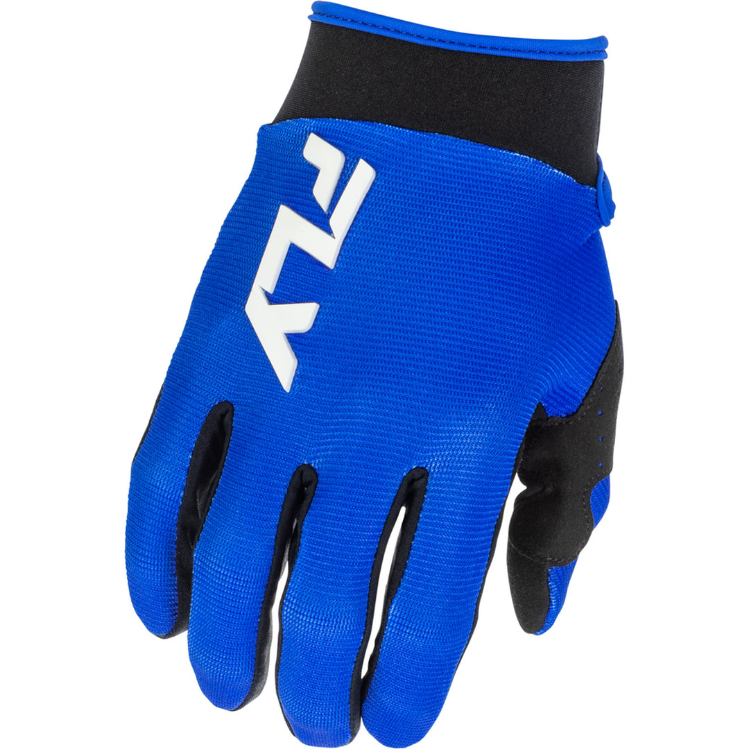 Fly Racing Youth F-16 Gloves Blue/Dark Blue/White - Back of Hand View