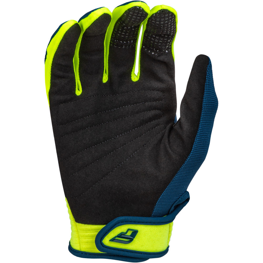 Fly Racing Youth F-16 Gloves Navy/Hi-Vis/White - Palm View