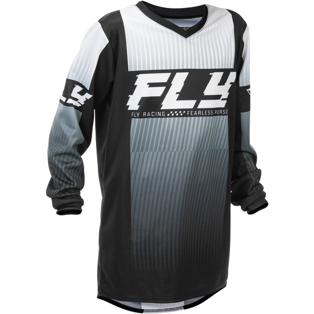 Fly Racing Youth F-16 Jersey Black/White - Front View