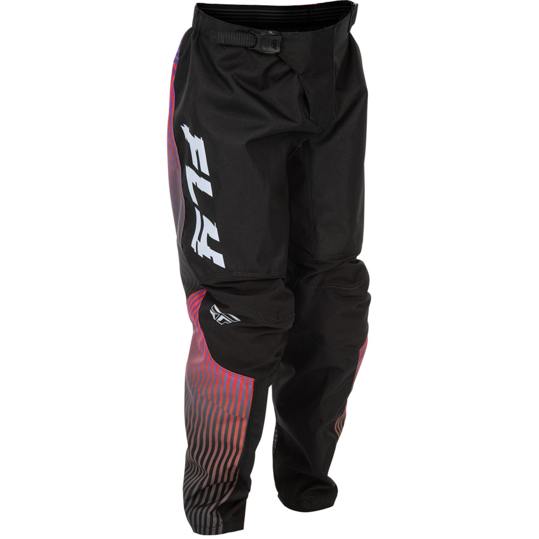 Fly Racing Youth F-16 Pants Black/Red/Purple - Front Right Side View