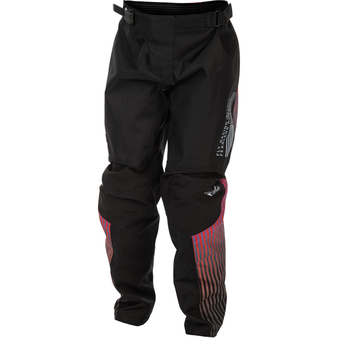 Fly Racing Youth F-16 Pants Black/Red/Purple - Front Left Side View