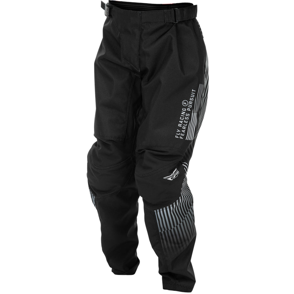 Fly Racing Youth F-16 Pants Black/White - Front Left Side View