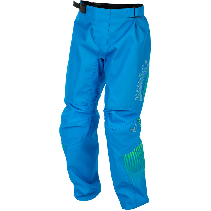 Fly Racing Youth F-16 Pants Blue/Hi-Vis - Front Left Side View