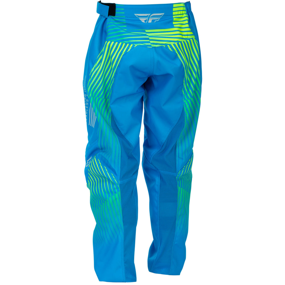 Fly Racing Youth F-16 Pants Blue/Hi-Vis - Rear Left Side View