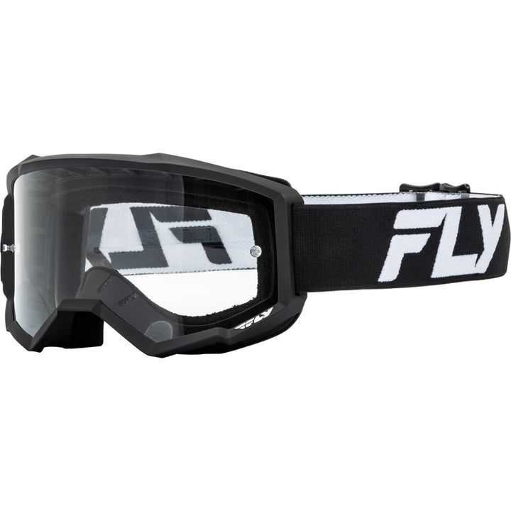 Fly Racing Youth Focus Goggle Black/White - Front Side View