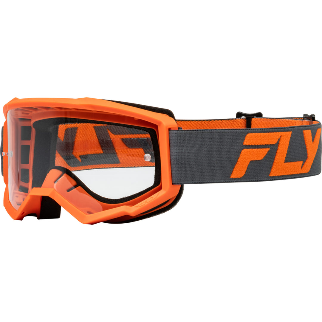Fly Racing Youth Focus Goggle Charcoal/Orange - Front Side View