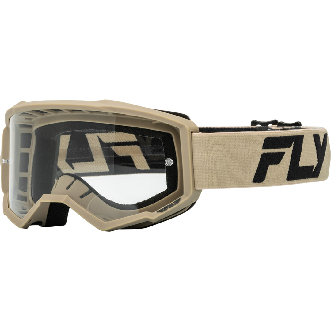 Fly Racing Youth Focus Goggle Khaki/Black - Front Side View
