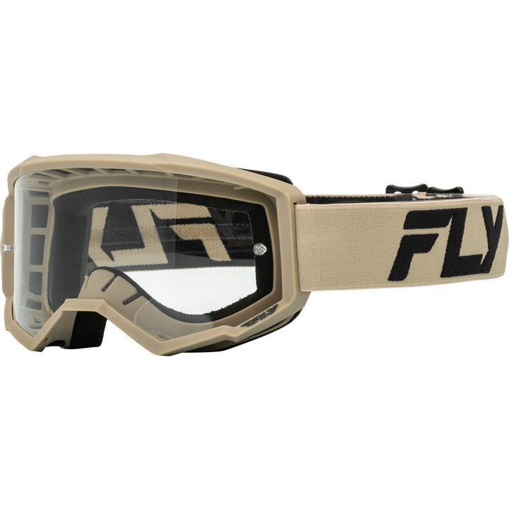 Fly Racing Youth Focus Goggle Khaki/Black - Front Side View