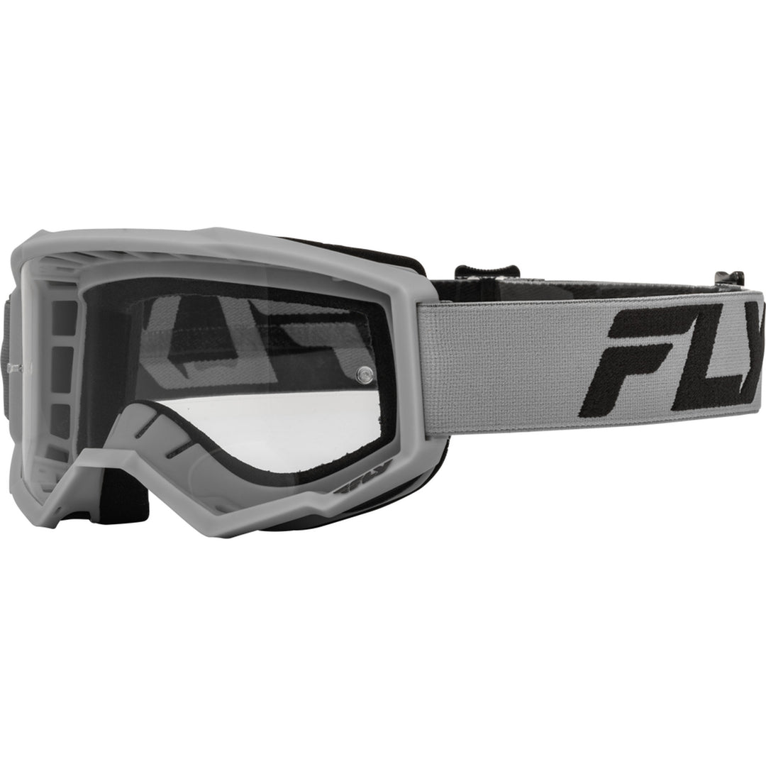 Fly Racing Youth Focus Goggle Silver/Charcoal - Front Side View