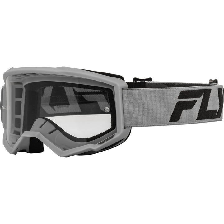 Fly Racing Youth Focus Goggle Silver/Charcoal - Front Side View