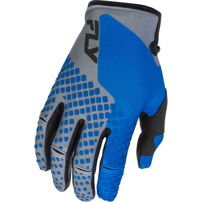 Fly Racing Youth Kinetic Gloves Blue/Grey/Black - Back of Hand View