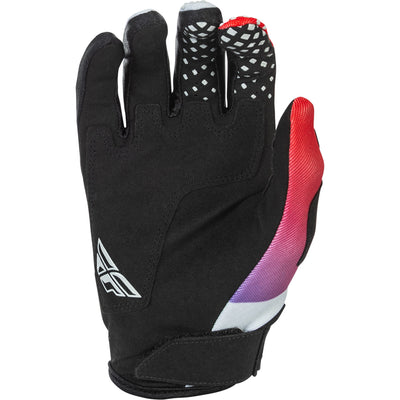 Fly Racing Youth Kinetic Gloves Grey/Red/Purple/Black - Palm View