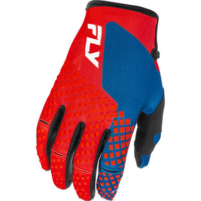 Fly Racing Youth Kinetic Gloves Red/White/Blue - Back of Hand View
