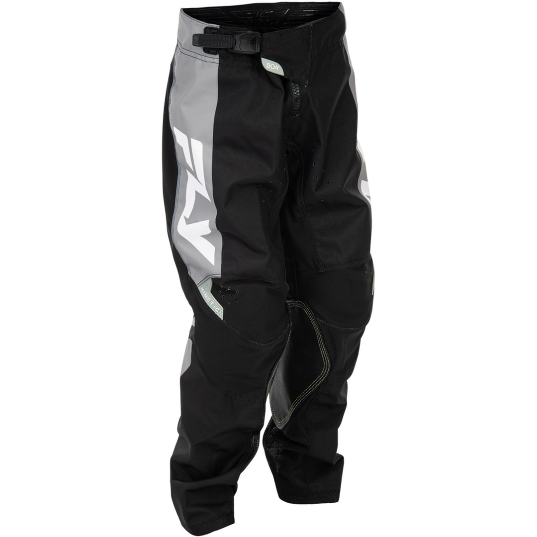 Fly Racing Youth Kinetic Pants Black/Grey - Front Right Side View