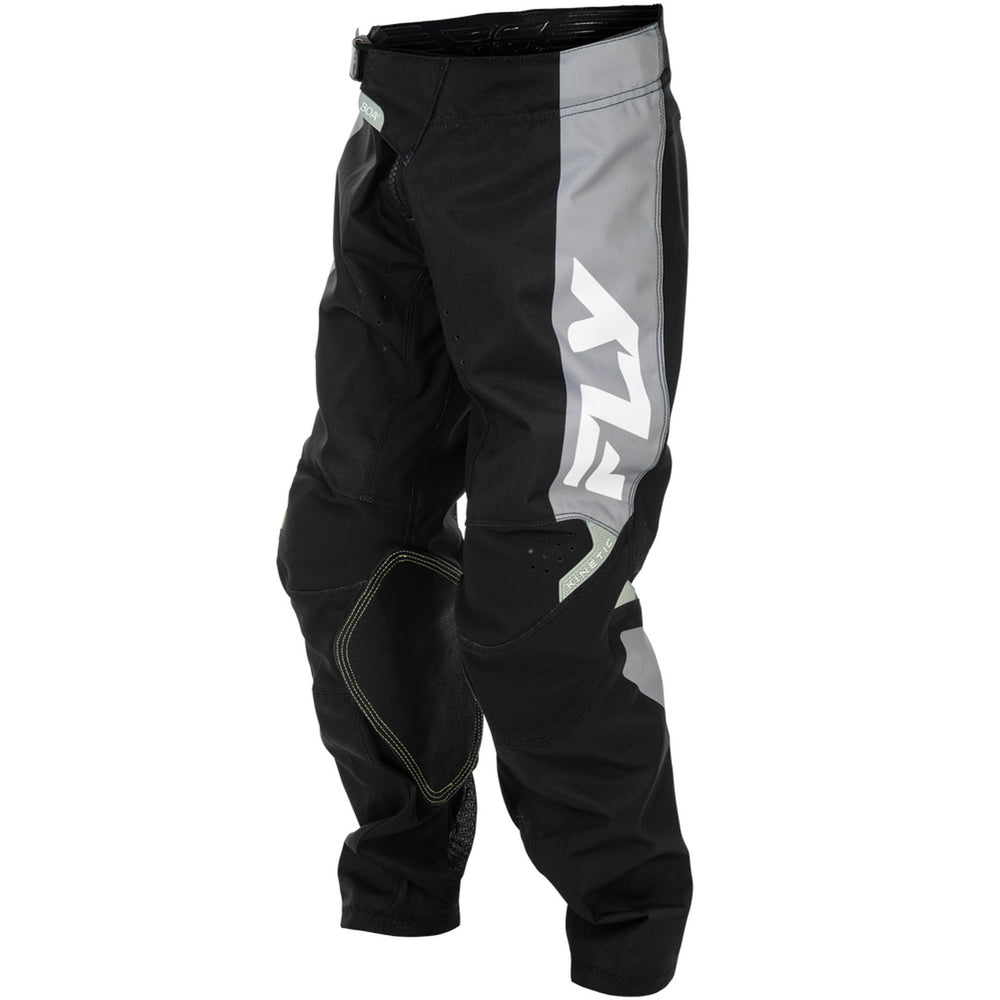 Fly Racing Youth Kinetic Pants Black/Grey - Front Left Side View