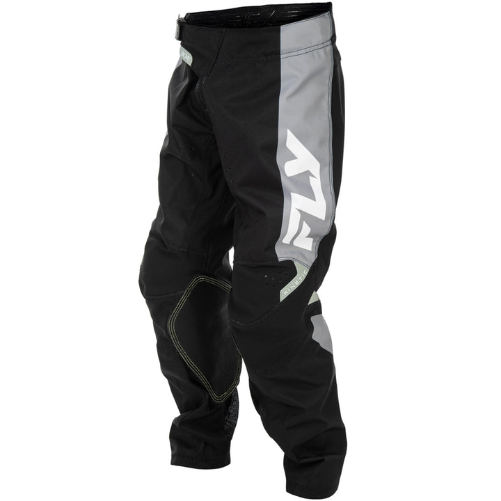 Fly Racing Youth Kinetic Pants Black/Grey - Front Left Side View