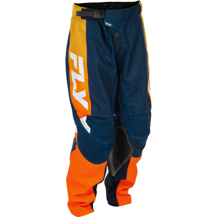 Fly Racing Youth Kinetic Pants Navy/Orange - Front Right Side View