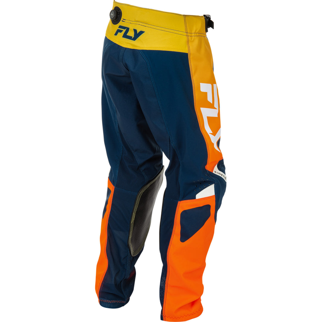 Fly Racing Youth Kinetic Pants Navy/Orange - Rear Right Side View