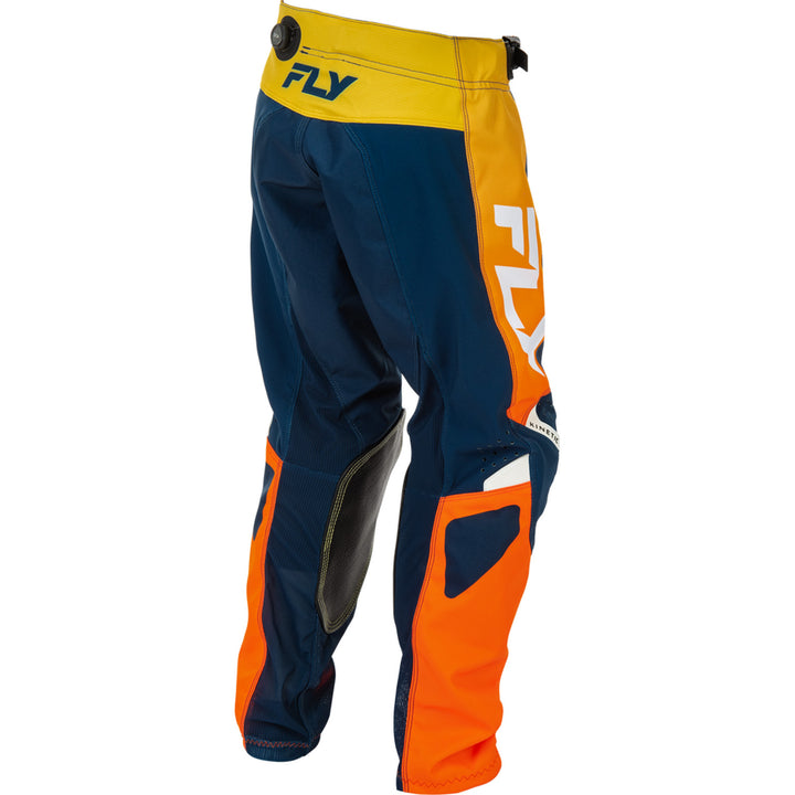 Fly Racing Youth Kinetic Pants Navy/Orange - Rear Right Side View