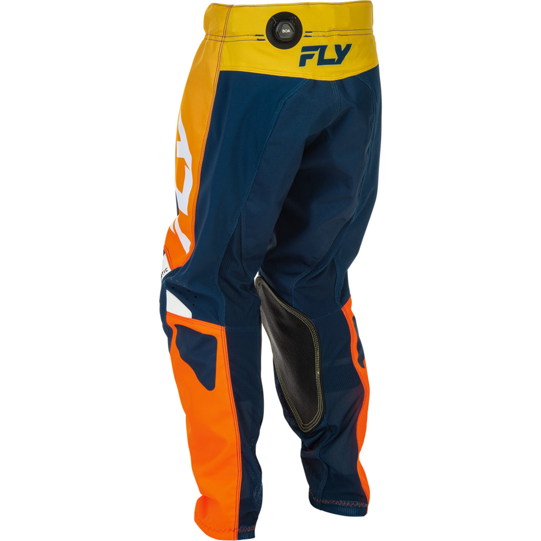 Fly Racing Youth Kinetic Pants Navy/Orange - Rear Left Side View