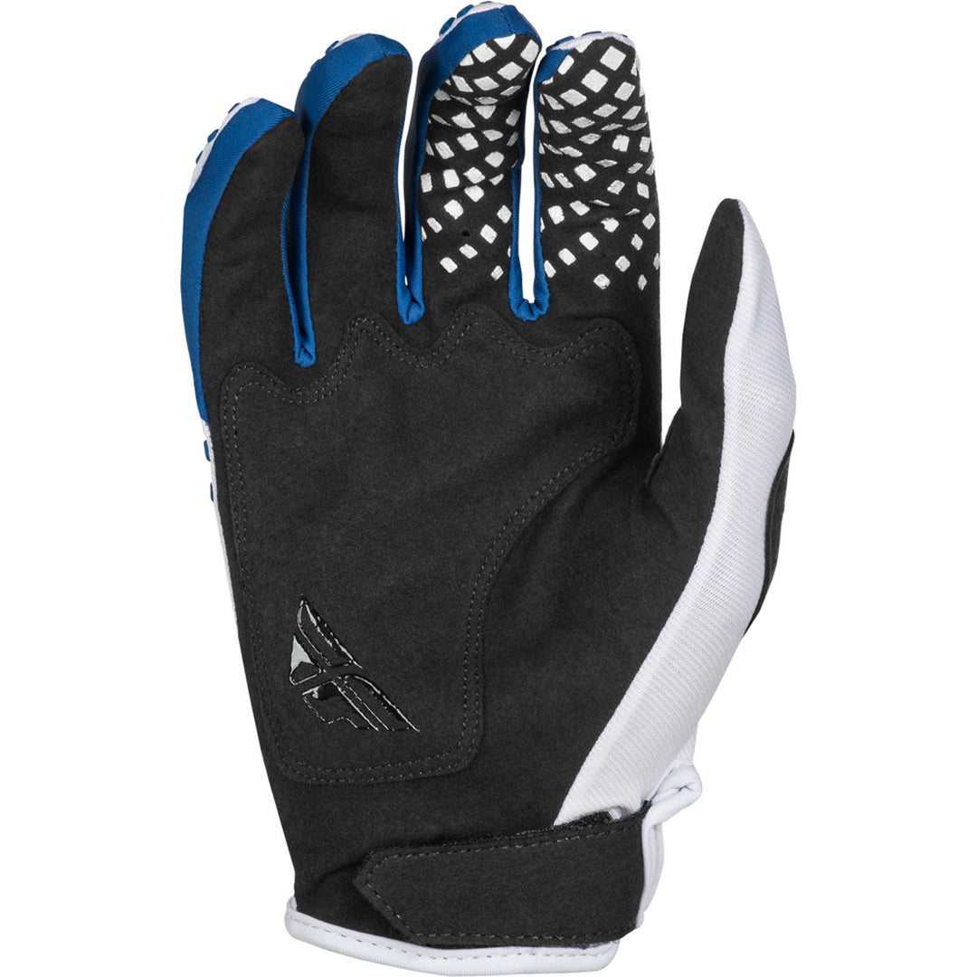 Fly Racing Youth Kinetic Center Gloves White/Navy - Palm View