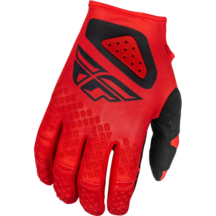 Fly Racing Youth Kinetic Center Gloves Red/Black - Back of Right Hand View