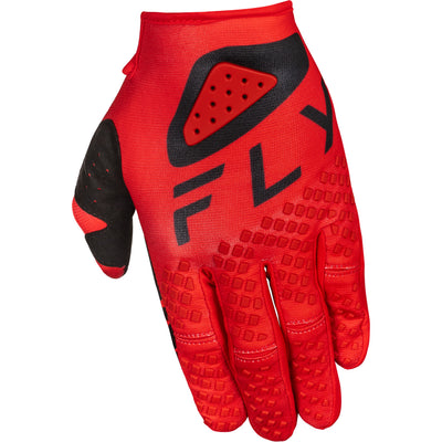 Fly Racing Youth Kinetic Center Gloves Red/Black - Back of Left Hand View
