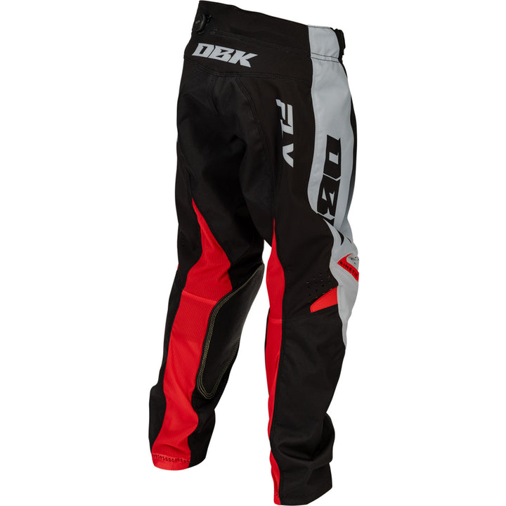 Fly Racing Youth Kinetic dbk. Pants Grey/Black/Red - Rear Right Side View