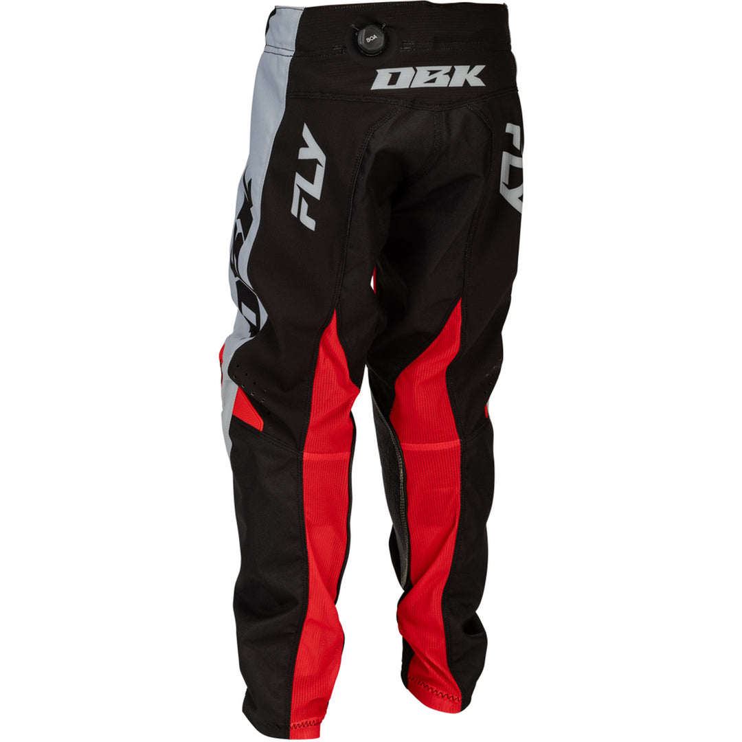 Fly Racing Youth Kinetic dbk. Pants Grey/Black/Red - Rear Left Side View