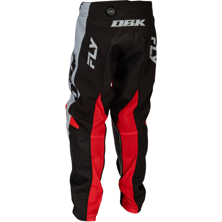 Fly Racing Youth Kinetic dbk. Pants Grey/Black/Red - Rear Left Side View