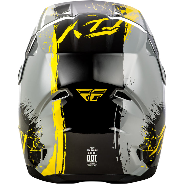 Fly Racing Youth Kinetic Drip Helmet Grey/Black/Yellow - Rear View