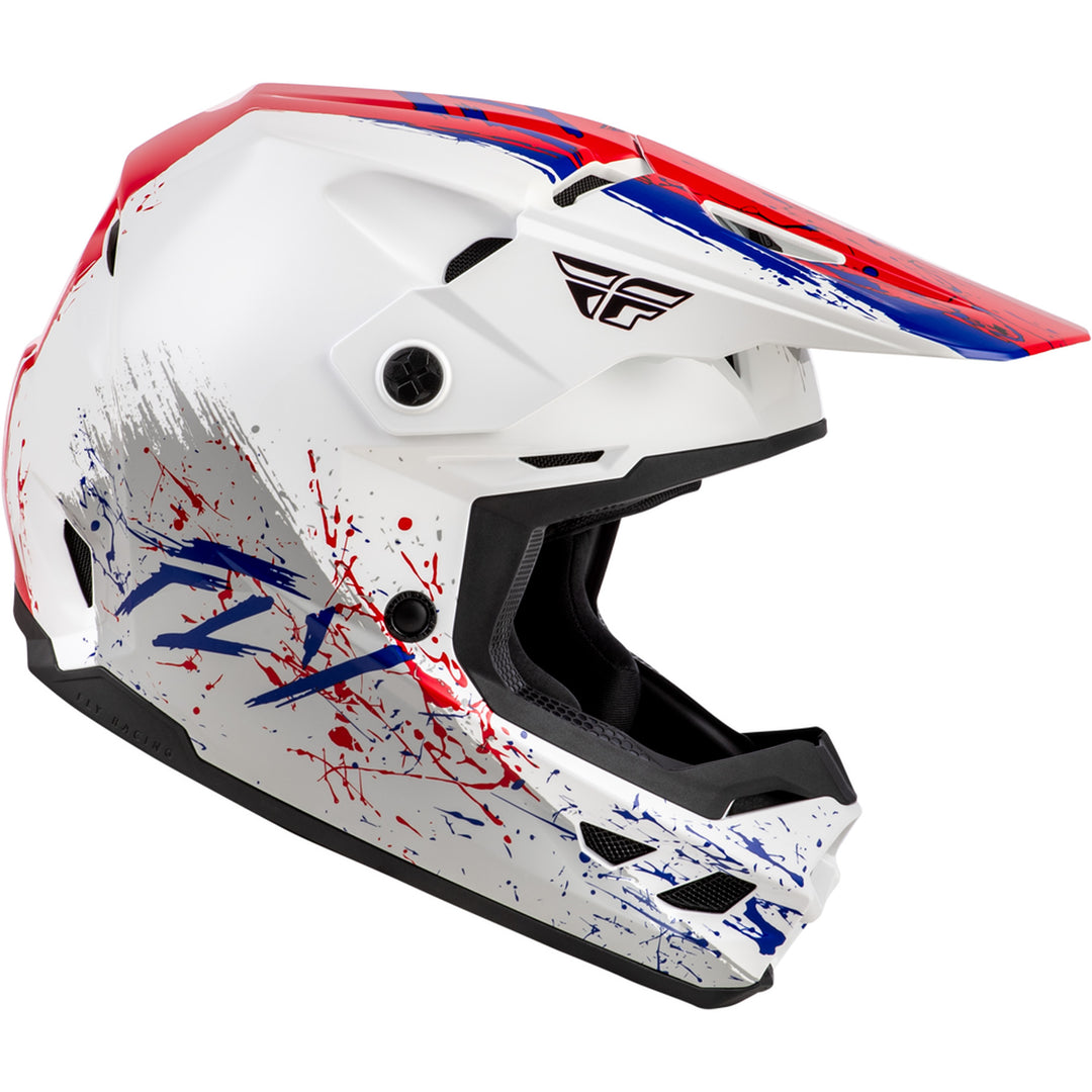 Fly Racing Youth Kinetic Drip Helmet Red/White/Blue - Right Side View