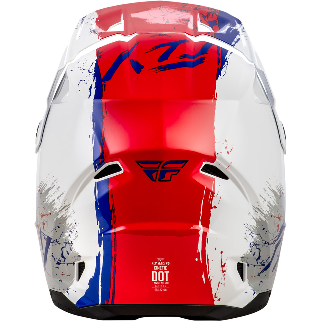 Fly Racing Youth Kinetic Drip Helmet Red/White/Blue - Rear View